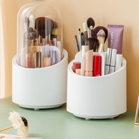 360° Rotating Dustproof Makeup Brush Organizer
